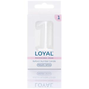 CANDLE BALLOON NO1 METTALIC WHITE - LOYAL