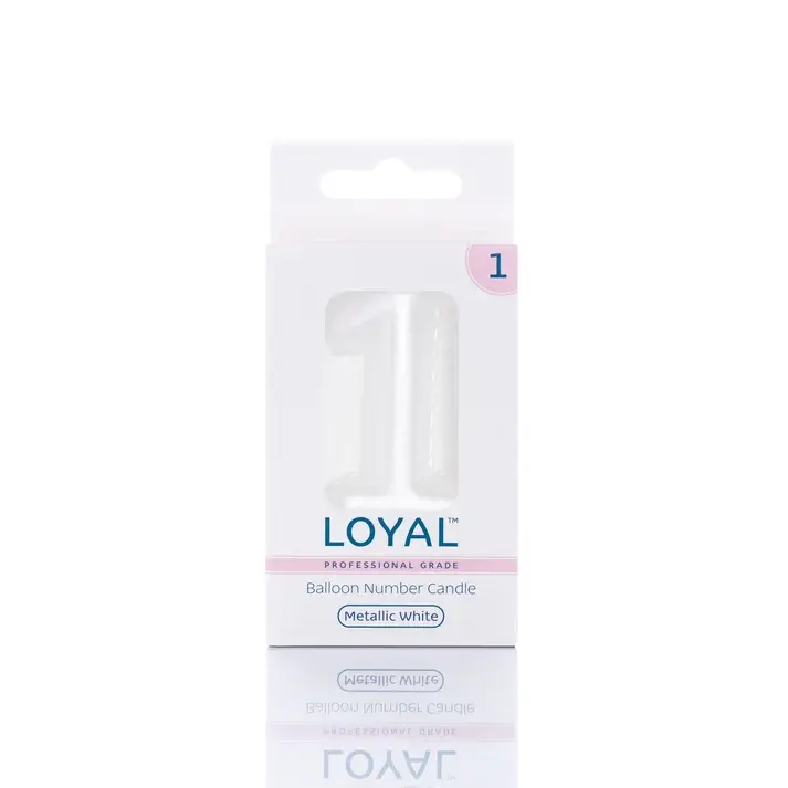 CANDLE BALLOON NO1 METTALIC WHITE - LOYAL
