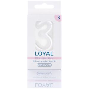 CANDLE BALLOON NO 3 METTALIC WHITE - LOYAL