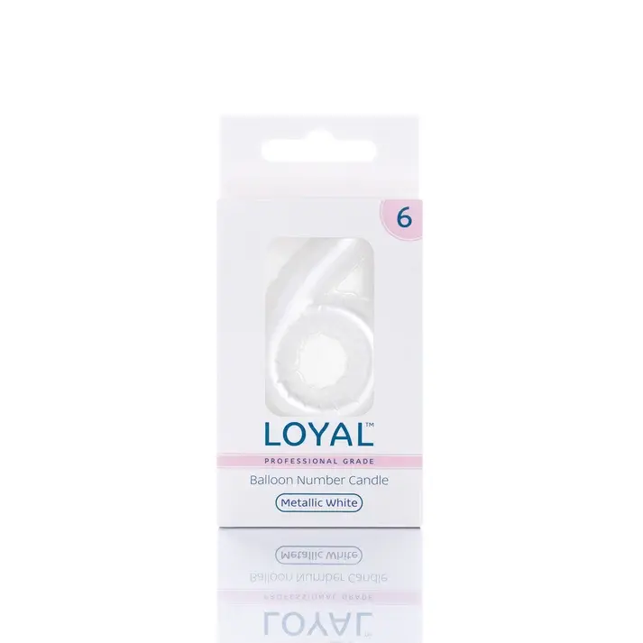CANDLE BALLOON NO 6 METTALIC WHITE - LOYAL