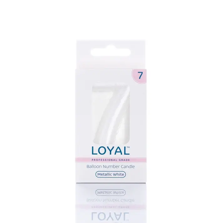 CANDLE BALLOON NO 7 METTALIC WHITE - LOYAL